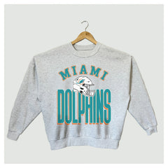 Miami Dolphins Gameday Couture Women's Fierce Focus Premium Oversized Fleece Pullover Sweatshirt Ash | NFL