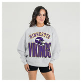 Minnesota Vikings Gameday Couture Women's Fierce Focus Premium Oversized Fleece Pullover Sweatshirt Ash | NFL