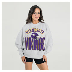 Minnesota Vikings Gameday Couture Women's Fierce Focus Premium Oversized Fleece Pullover Sweatshirt Ash | NFL