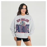 New England Patriots Gameday Couture Women's Fierce Focus Premium Oversized Fleece Pullover Sweatshirt Ash | NFL