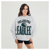 Philadelphia Eagles Gameday Couture Women's Fierce Focus Premium Oversized Fleece Pullover Sweatshirt Ash | NFL