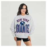 New York Giants Gameday Couture Women's Fierce Focus Premium Oversized Fleece Pullover Sweatshirt Ash | NFL