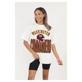 Washington Commanders Gameday Couture Women's Oversized Classic Fierce Focus T-Shirt White | NFL