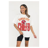 Kansas City Chiefs Gameday Couture Women's Oversized Classic Fierce Focus T-Shirt White | NFL