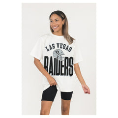 Las Vegas Raiders Gameday Couture Women's Oversized Classic Fierce Focus T-Shirt White | NFL