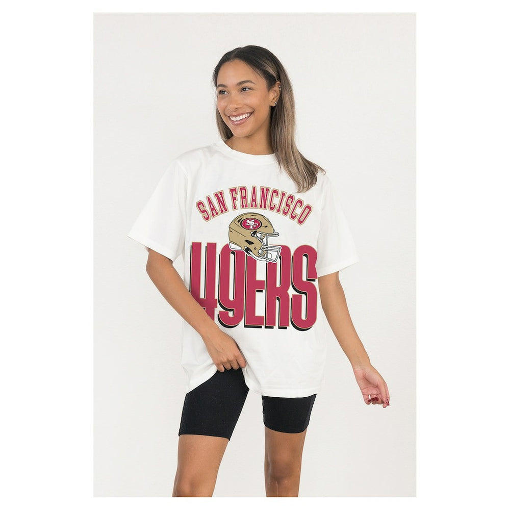 San Francisco 49ers Gameday Couture Women's Oversized Classic Fierce Focus T-Shirt White | NFL