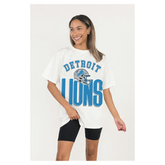 Detroit Lions Gameday Couture Women's Oversized Classic Fierce Focus T-Shirt White | NFL