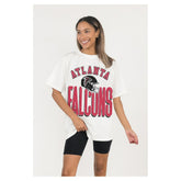 Atlanta Falcons Gameday Couture Women's Oversized Classic Fierce Focus T-Shirt White | NFL