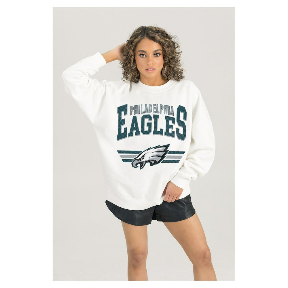 Philadelphia Eagles Gameday Couture Women's Swift Strike Premium Oversized Fleece Pullover Sweatshirt White | NFL
