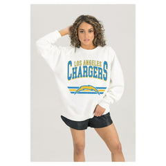 Los Angeles Chargers Gameday Couture Women's Swift Strike Premium Oversized Fleece Pullover Sweatshirt White | NFL