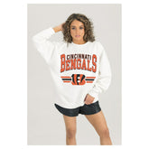Cincinnati Bengals Gameday Couture Women's Swift Strike Premium Oversized Fleece Pullover Sweatshirt White | NFL