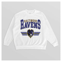 Baltimore Ravens Gameday Couture Women's Swift Strike Premium Oversized Fleece Pullover Sweatshirt White | NFL