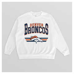 Denver Broncos Gameday Couture Women's Swift Strike Premium Oversized Fleece Pullover Sweatshirt White | NFL