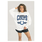 Indianapolis Colts Gameday Couture Women's Swift Strike Premium Oversized Fleece Pullover Sweatshirt White | NFL