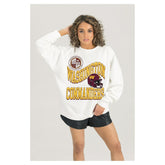 Washington Commanders Gameday Couture Women's Oversized Hard Earned Premium Fleece Pullover Sweatshirt White | NFL