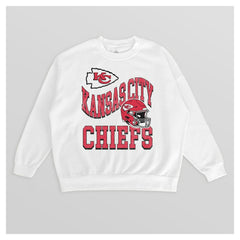 Kansas City Chiefs Gameday Couture Women's Oversized Hard Earned Premium Fleece Pullover Sweatshirt White | NFL