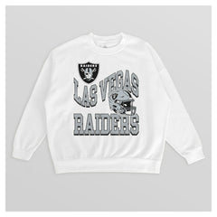 Las Vegas Raiders Gameday Couture Women's Oversized Hard Earned Premium Fleece Pullover Sweatshirt White | NFL
