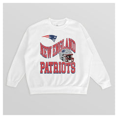 New England Patriots Gameday Couture Women's Oversized Hard Earned Premium Fleece Pullover Sweatshirt White | NFL