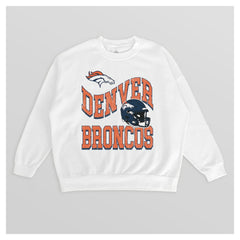 Denver Broncos Gameday Couture Women's Oversized Hard Earned Premium Fleece Pullover Sweatshirt White | NFL