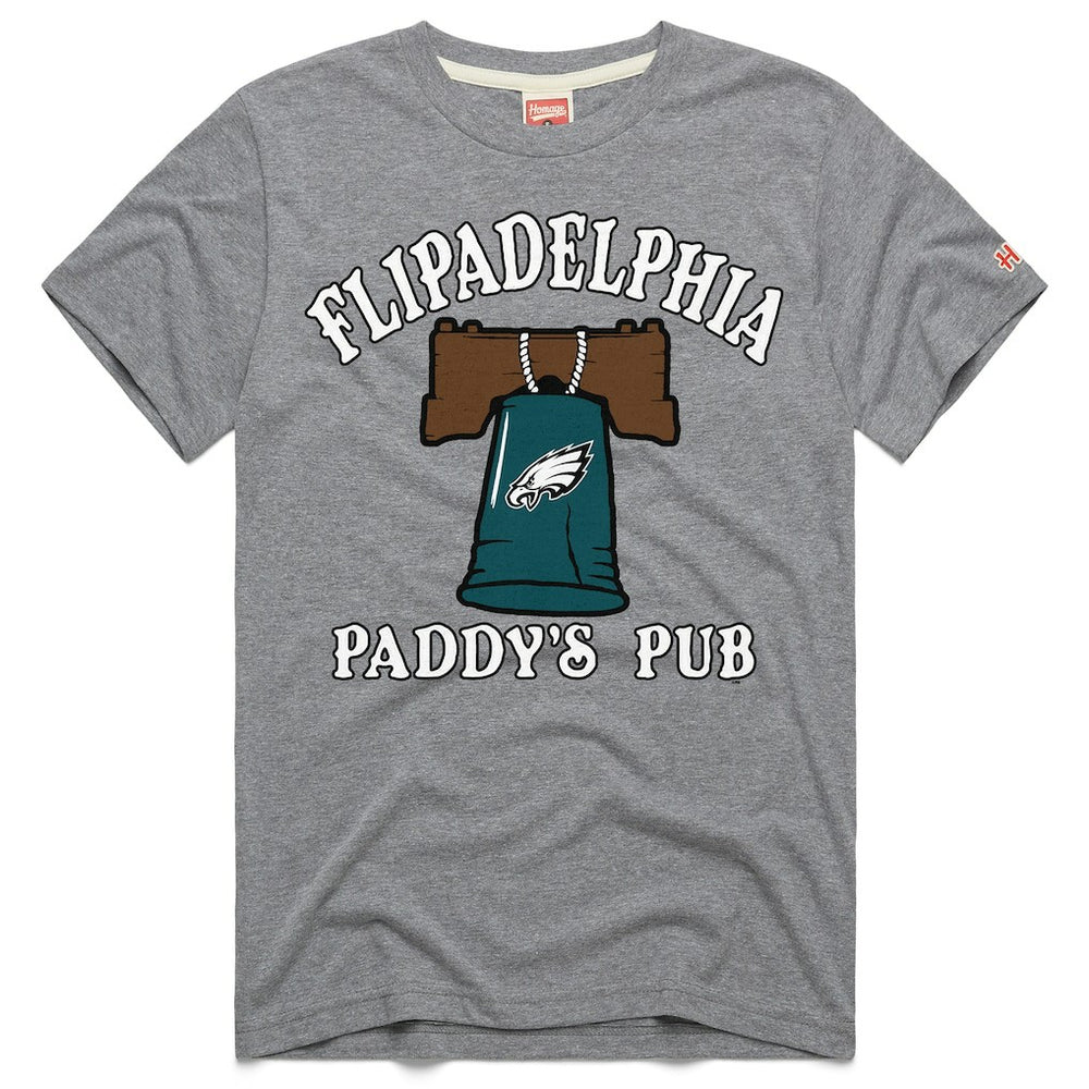 Philadelphia Eagles x It's Always Sunny in Philadelphia Homage Unisex Flipadelphia Paddy's Pub Tri-Blend T-Shirt Gray | NFL