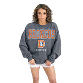 Denver Broncos Gameday Couture Women's Bring Your Energy Oversized Premium Fleece Pullover Sweatshirt Charcoal | NFL
