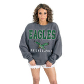 Philadelphia Eagles Gameday Couture Women's Bring Your Energy Oversized Premium Fleece Pullover Sweatshirt Charcoal | NFL