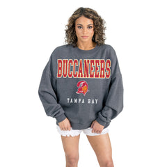 Tampa Bay Buccaneers Gameday Couture Women's Bring Your Energy Oversized Premium Fleece Pullover Sweatshirt Charcoal | NFL