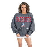 New England Patriots Gameday Couture Women's Bring Your Energy Oversized Premium Fleece Pullover Sweatshirt Charcoal | NFL