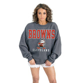 Cleveland Browns Gameday Couture Women's Bring Your Energy Oversized Premium Fleece Pullover Sweatshirt Charcoal | NFL