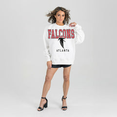 Atlanta Falcons Gameday Couture Women's Classic Sunday Drives Oversized Premium Fleece Pullover Sweatshirt White | NFL