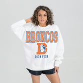 Denver Broncos Gameday Couture Women's Classic Sunday Drives Oversized Premium Fleece Pullover Sweatshirt White | NFL