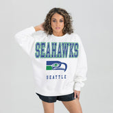 Seattle Seahawks Gameday Couture Women's Classic Sunday Drives Oversized Premium Fleece Pullover Sweatshirt White | NFL