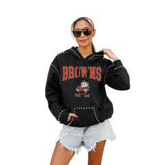 Cleveland Browns Gameday Couture Women's Studded Pullover Hoodie Black | NFL