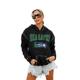 Seattle Seahawks Gameday Couture Women's Studded Pullover Hoodie Black | NFL