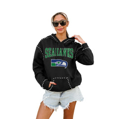 Seattle Seahawks Gameday Couture Women's Studded Pullover Hoodie Black | NFL