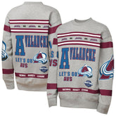 Colorado Avalanche Mitchell & Ness Youth Allover Print Fleece Crewneck Sweatshirt - Heather Gray - NHL