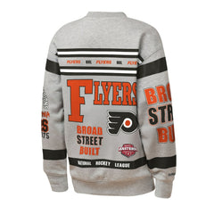 Philadelphia Flyers Mitchell & Ness Youth Allover Print Fleece Crewneck Sweatshirt - Heather Gray - NHL