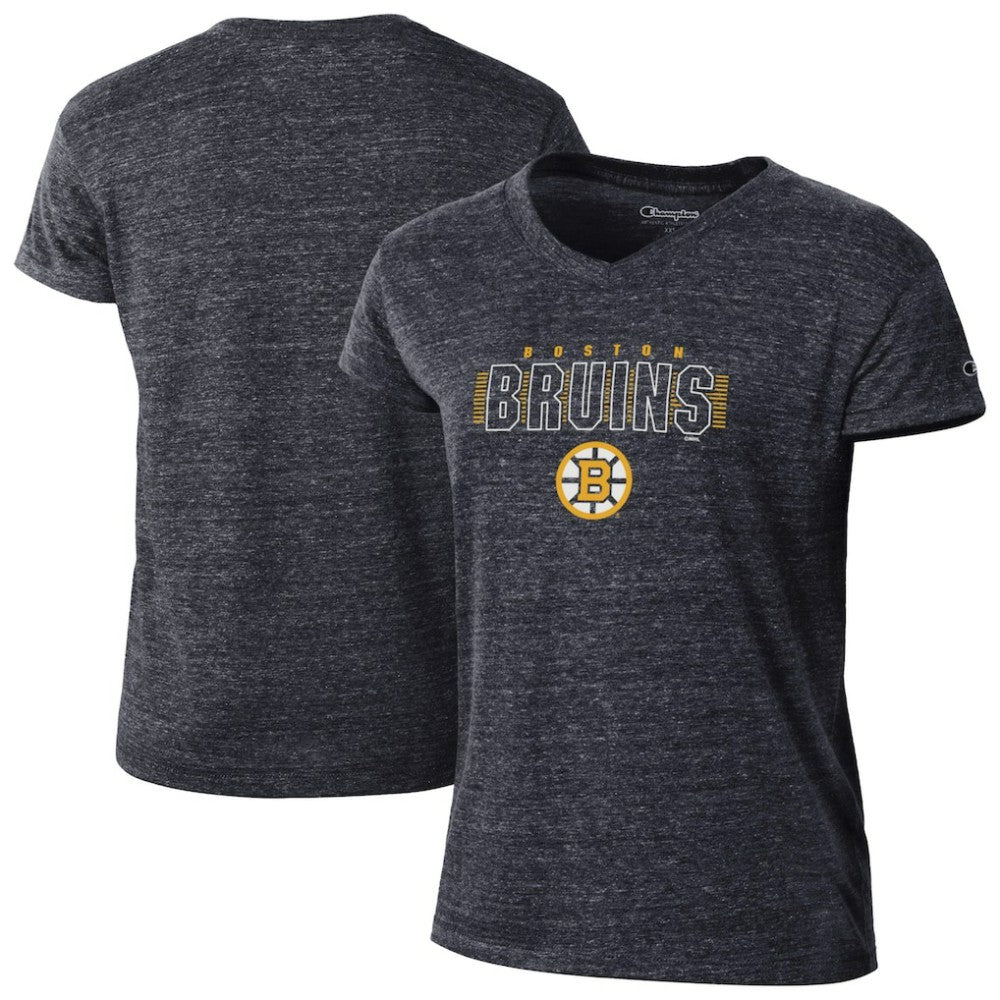 Boston Bruins Champion Women's Tri-Blend V-Neck T-Shirt - Black - NHL