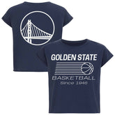 Golden State Warriors Sportiqe Women's Athletic Club Collection Alana Premium Cropped T-Shirt Blue - NBA