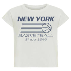 New York Knicks Sportiqe Women's Athletic Club Collection Alana Premium Cropped T-Shirt Cream - NBA