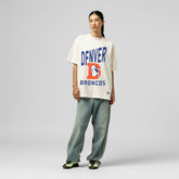 Denver Broncos Women's Logo Rise Boyfriend T-Shirt Cream | Mitchell & Ness