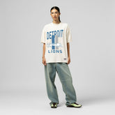 Detroit Lions Women's Logo Rise Boyfriend T-Shirt Cream | Mitchell & Ness
