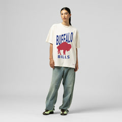 Buffalo Bills Women's Logo Rise Boyfriend T-Shirt Cream | Mitchell & Ness