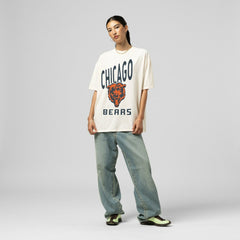 Chicago Bears Women's Logo Rise Boyfriend T-Shirt Cream | Mitchell & Ness