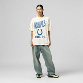 Indianapolis Colts Women's Logo Rise Boyfriend T-Shirt Cream | Mitchell & Ness