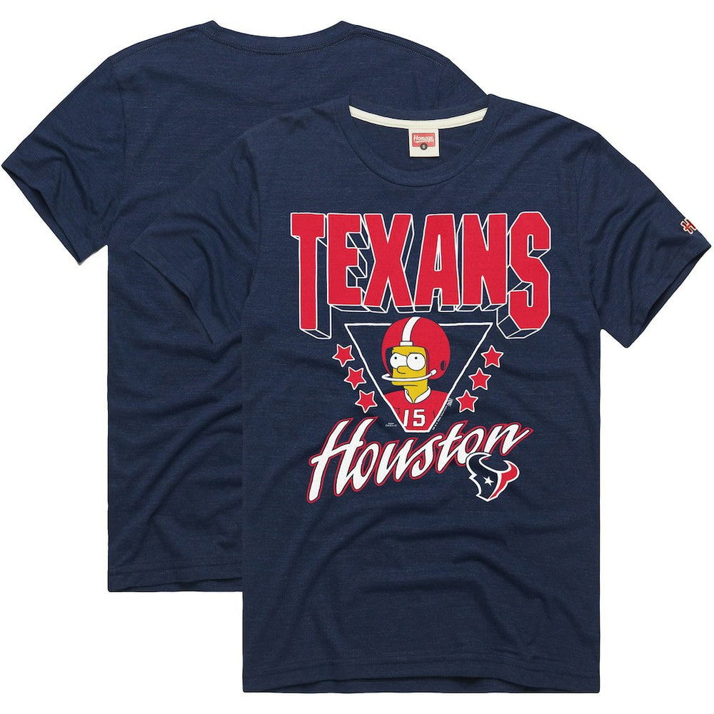 Houston Texans Homage x The Simpsons Unisex Tri-Blend T-Shirt Navy | NFL