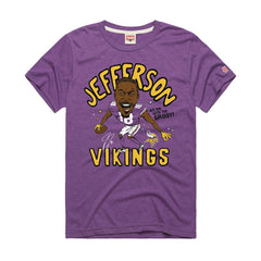 Justin Jefferson Minnesota Vikings Homage Unisex Caricature Player Graphic Tri-Blend T-Shirt Purple | NFL