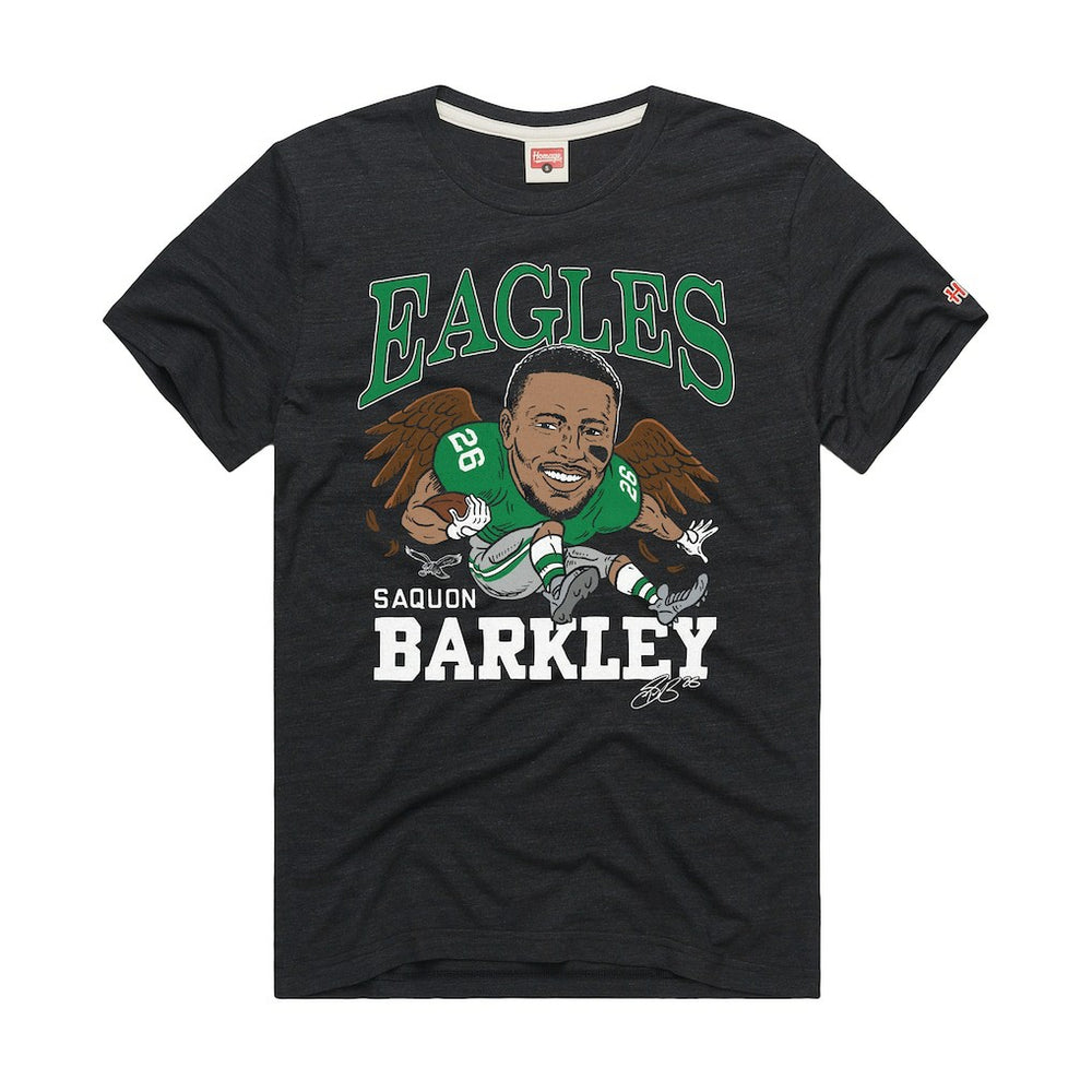 Saquon Barkley Philadelphia Eagles Homage Unisex Caricature Player Graphic Tri-Blend T-Shirt Charcoal | NFL