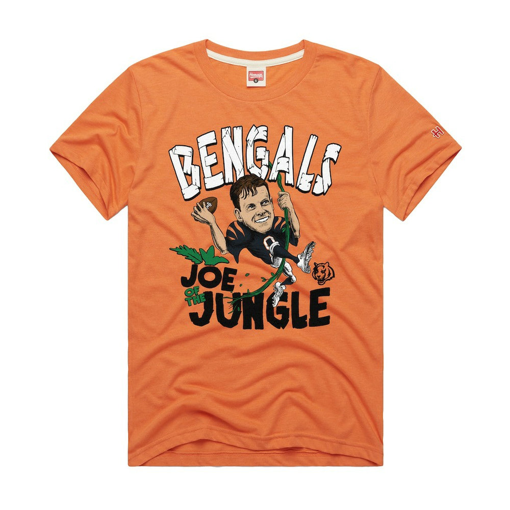Joe Burrow Cincinnati Bengals Homage Unisex Caricature Player Graphic Tri-Blend T-Shirt Orange | NFL