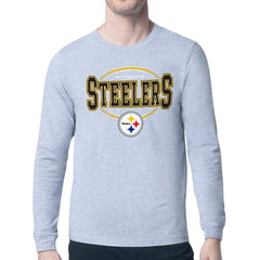 Pittsburgh Steelers Starter Team Track Graphic Long Sleeve T-Shirt Heather Gray | NFL